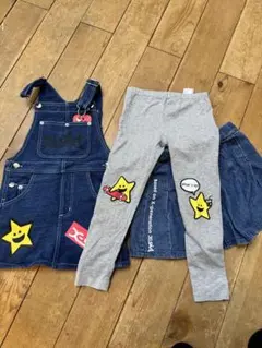 xgirl 美品値下げ！デニムオーバーオールとレギンスセット 100cm〜110