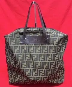 極美品　FENDI フェンディ　ズッカ　FF ボストン　バッグ　本革×キャンバス