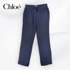 未使用 Chloé クロエ とろみ素材 リボン ドローストリングパンツ ネイビーのサムネイル
