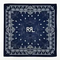 ■DOUBLE RL/ダブルアールエル ネイビー バンダナ RRLロゴ新品■