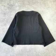 美品　デプレ　ウールポリニットカットソーセーター　厚手　黒728