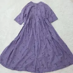 ELLIFE エリフェ 花柄　刺繍 リネン ワンピース　バンドカラーシャツのサムネイル