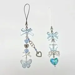 【S-35】ビーズキーホルダー 韓国 コレクトブック y2k シール帳 ブルー