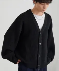 【MONO-MART】オーバーサイズ Vネック ボリュームニットカーディガン