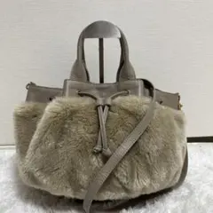 ノーリーズ エコファー 2way ショルダーバッグ ハンドバッグ グレージュ