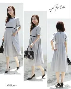 授乳フォーマルワンピース　授乳服　お宮参り　半袖ワンピース　オケージョン