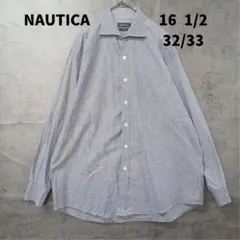 ノーティカ USA古着 紺白ストライプ柄 長袖シャツ 人気定番 古着【6121】