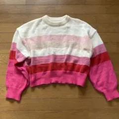 clear ピンク系ストライプニット