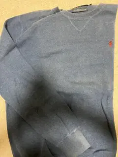 ポロバイラルフローレンコットンニットセーター前Vステッチブルーポニー刺繍ロゴ