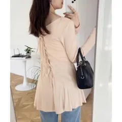 【新品】one after anotherバックレースアップチュニックアイボリー