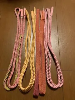 オレンジ・ピンク 編み込み帯締め 4本セット
