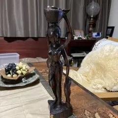 バリ島　木製女性像彫刻 約30cm