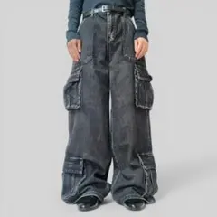 FLAP POCKETS FADE WIDE JEANS 3182P