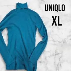 UNIQLO　ユニクロ　ハイネック　ニット　リブ　ウール100%　XL　グリーン