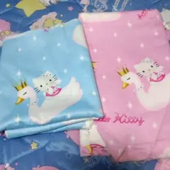 ハローキティ 白鳥 プリント生地 2色セット　サンリオ平成レトロy2k当時物