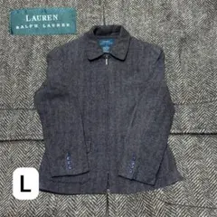 【455】LAUREN RALPH LAUREN ヘリンボーンジップブルゾン Lのサムネイル