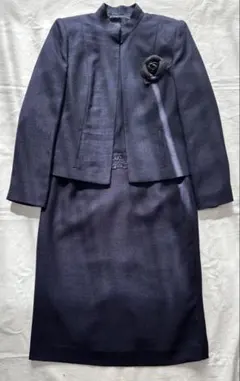 ダークネイビー ワンピーススーツ セットアップ　セレモニーワンピース