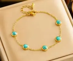ブレスレット 上位人気 サージカルステンレス ターコイズゴールド
