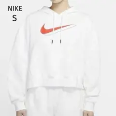 限定値下✨美品✨ナイキ　パーカー　フード　白　オーバーサイズ　ロゴ　クロップド丈