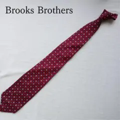 【良品】ブルックスブラザーズ 小紋柄 シルクネクタイ 赤 レッド【n4103】