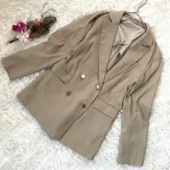 TONALベージュ ダブルブレスト テーラードジャケット38号(M)金ボタン
