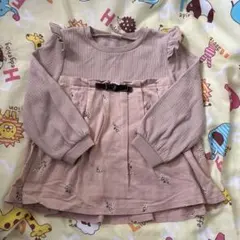 petit main フリル付き長袖カットソー