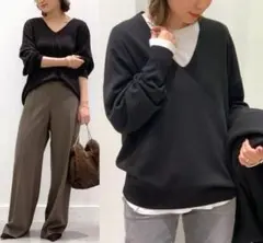 AP STUDIO クリアウール Vネック プルオーバーニット