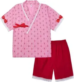 [60] レース付き 甚平 女の子 子供 綿100% キッズ