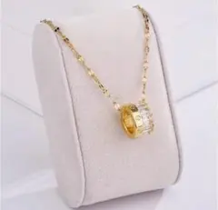 【爆売れ】リング✨cz柱ダイヤ 高級 ネックレス 金アレ サージカルステンレス