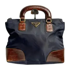 PRADA◇プラダ アリゲーター ポーチ クラッチバッグ ワニ革 レザー 茶 PRADA◇プラダ アリゲーター ポーチ クラッチバッグ ワニ革