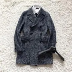 <美品>TAGLIATORE ネイビー ツイード ダブル チェスターコート 42 TAGLIATORE（タリアトーレ）カシミアフランネルダブルチェスター