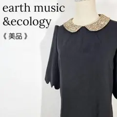 【美品】アースミュージック&エコロジー　スカラップワンピース アニマル柄襟