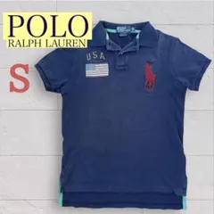 ポロ ラルフローレン POLO ポロシャツ ネイビー 紺 Sサイズ USA 古着