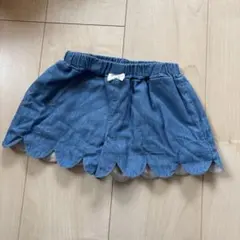 デニムブルー スカラップヘムパンツ 約20cm