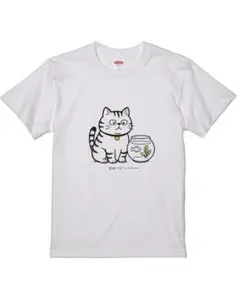ハイクオリティー Tシャツ 猫、金魚　Lサイズ