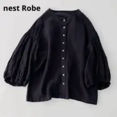 nest Robe リネン ボリュームスリーブ ブラウス ブラック - メルカリ