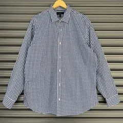 BANANA REPUBLIC ネイビーとホワイトのギンガムチェック長袖シャツ
