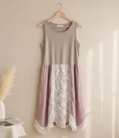 【最終価格】Favorite フェイバリット レース×シフォン重ね着用ワンピース