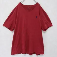 POLO ポロラルフローレン Vネック Tシャツ 赤 XL ロゴ 半袖 メンズ