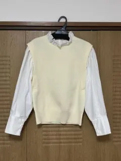 MARILYN MOON ニットベスト レイヤードブラウス フリルネックのサムネイル
