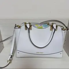SAMANTHA VEGA ホワイト ショルダーバッグ ハンドバッグ 花柄