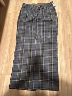 キスマークゴルフ　チェックパンツ　プレイパンツ　刺繍　ブルー Mサイズ