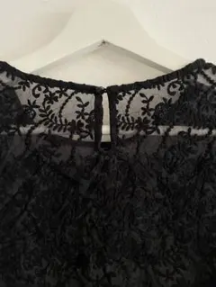 黒　レース　刺繍　半袖トップス　ブラウス　mystic 春トップス