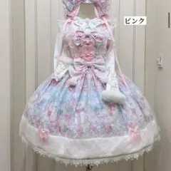ロリータ ワンピース ドレス さくらんぼ ピンク 甘ロリ ジャンパー