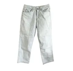 ストレートジーンズ クロップトデニムパンツ ウォッシュドブルー 水色ライトブルー