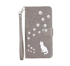 GalaxyS21 5G ケース 手帳型 docomo SC-51B 猫 グレー