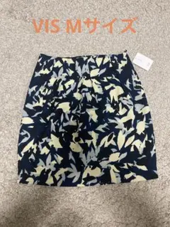 新品タグ付　VIS ミニスカート M ネイビー 葉柄のサムネイル