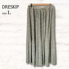 ドレスキップ DRESKIP プリーツロングスカート 花柄 緑 L ウエストゴムのサムネイル