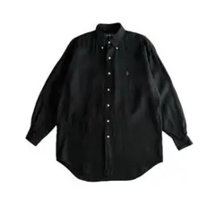 【希少ブラック】90s ラルフローレン BLAKE リネン長袖シャツ M相当