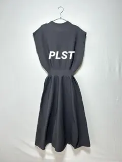PLST ホールガーメント ボトルネックフレアワンピース M